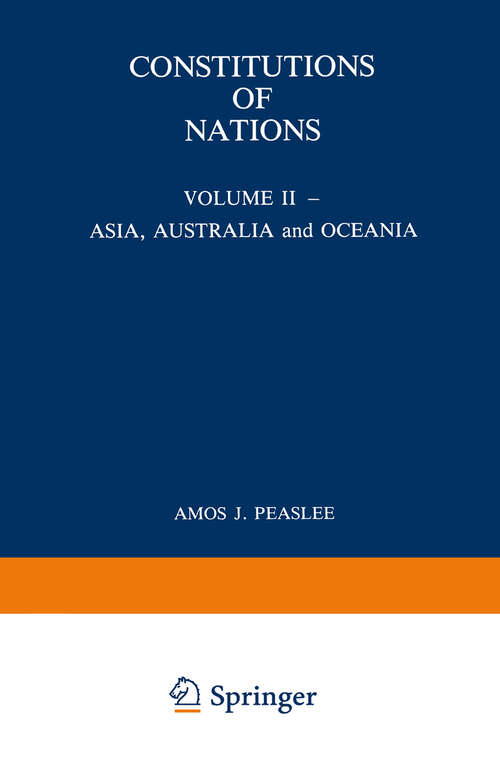 Book cover of Constitutions of Nations: Volume II — Asia, Australia and Oceania (1985)