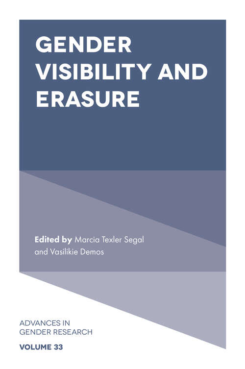 Book cover of Gender Visibility and Erasure (Advances in Gender Research #33)