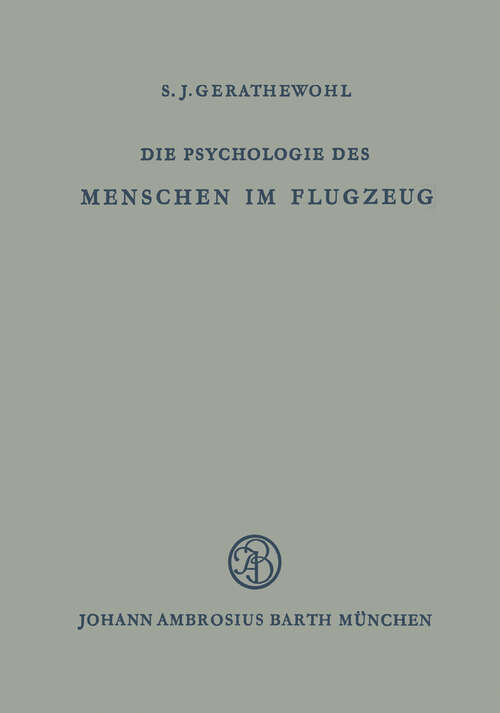 Book cover of Die Psychologie des Menschen im Flugzeug (1953)