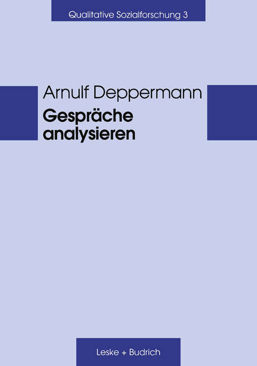 Book cover of Gespräche analysieren: Eine Einführung (2. Aufl. 2001)