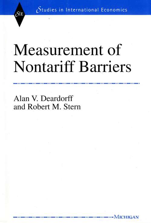 Book cover of Measurement of Nontariff Barriers: Studies In International Economics: Measurement Of Nontariff Barriers (Studies In International Economics)