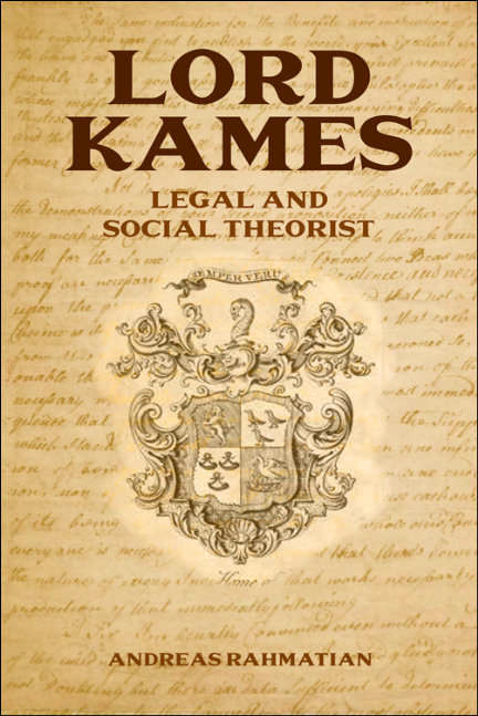 Book cover of Lord Kames: Legal and Social Theorist