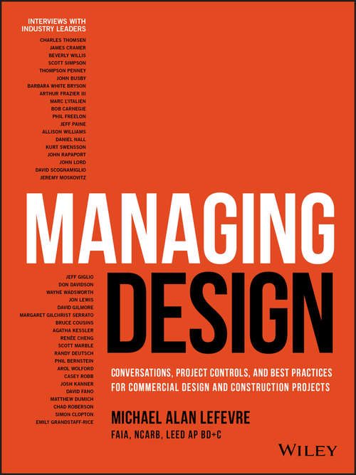 Book cover of Managing Design: Conversations, Project Controls, and Best Practices for Commercial Design and Construction Projects