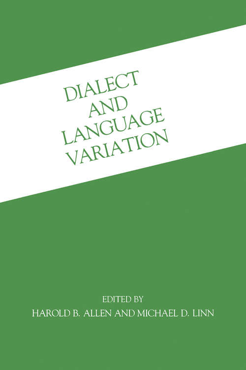 Book cover of Dialect and Language Variation