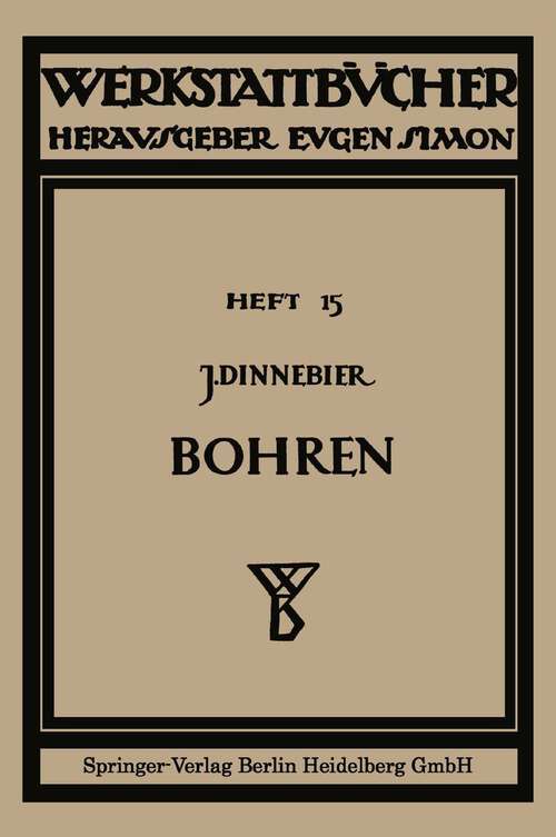 Book cover of Bohren (1924) (Werkstattbücher: 15  )