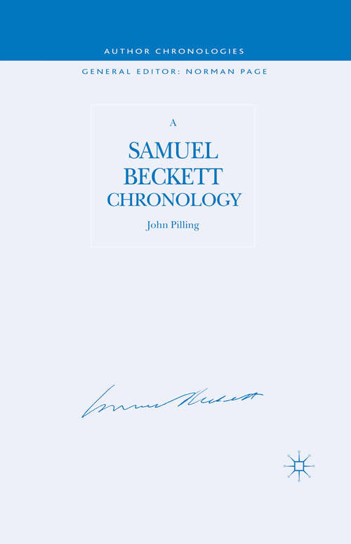 Book cover of A Samuel Beckett Chronology (2006) (Author Chronologies Series)