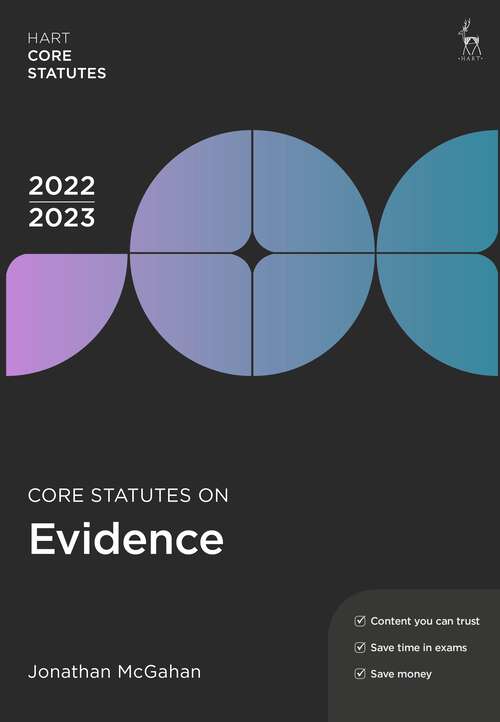 Book cover of Core Statutes on Evidence 2022-23 (Hart Core Statutes)