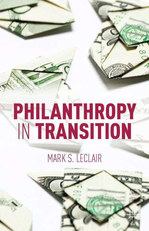 Book cover of Philanthropy in Transition (2014)