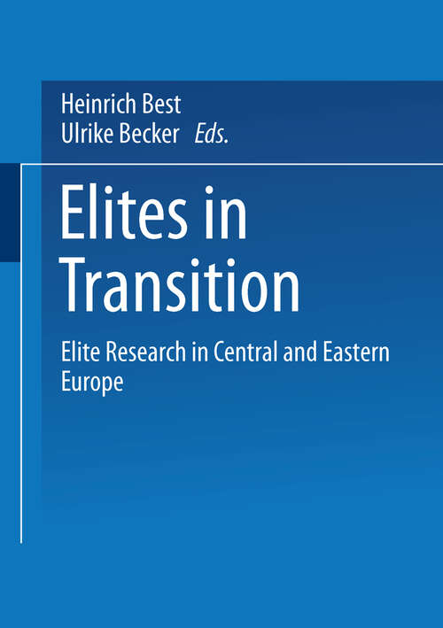 Book cover of Elites in Transition: Elite Research in Central and Eastern Europe (1997)