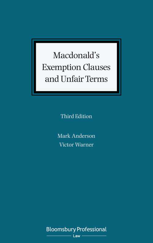 Book cover of Macdonald's Exemption Clauses and Unfair Terms