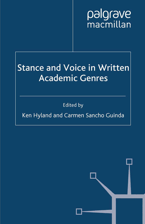 Book cover of Stance and Voice in Written Academic Genres (2012)