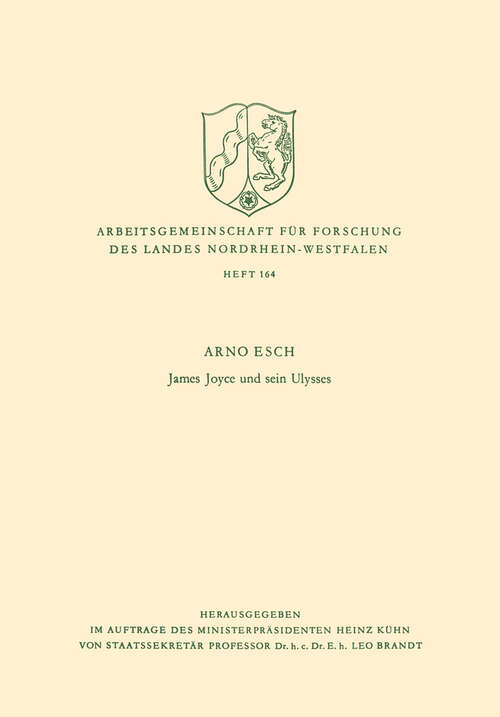 Book cover of James Joyce und sein Ulysses (1970) (Arbeitsgemeinschaft für Forschung des Landes Nordrhein-Westfalen #164)