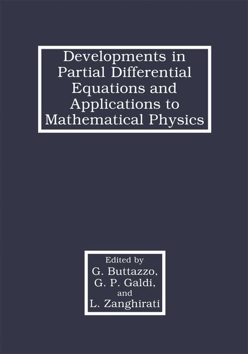 Book cover of Developments in Partial Differential Equations and Applications to Mathematical Physics: (pdf) (1992)