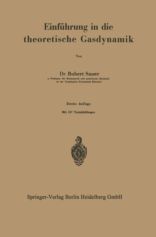 Book cover of Einführung in die theoretische Gasdynamik (2. Aufl. 1951)