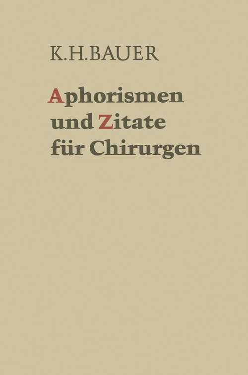 Book cover of Aphorismen und Zitate für Chirurgen (1972)