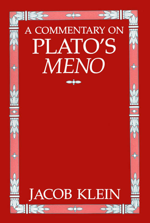 Book cover of A Commentary on Plato's Meno