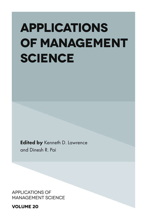 Book cover of Applications of Management Science (Applications of Management Science #20)