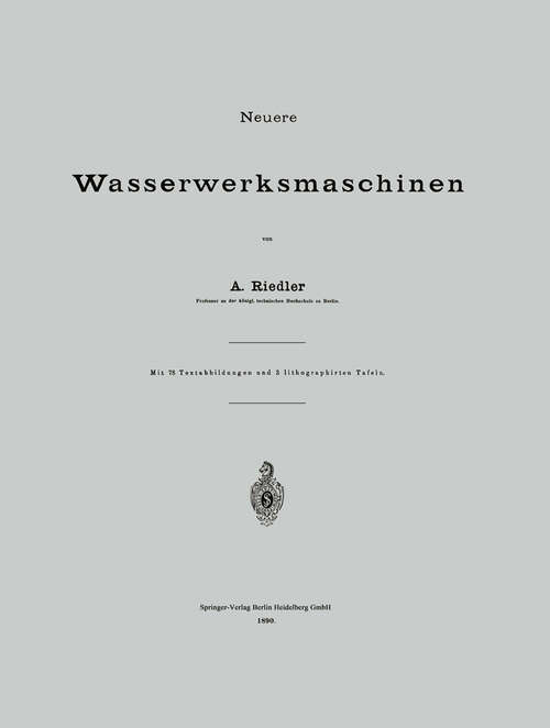 Book cover of Neuere Wasserwerksmaschinen (1890)