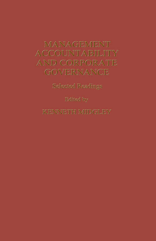 Book cover of Management Accountability and Corporate Governance: Selected Readings (1st ed. 1982)