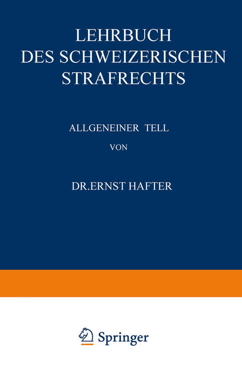 Book cover of Lehrbuch des Schweizerischen Strafrechts: Allgemeiner Teil (1926)
