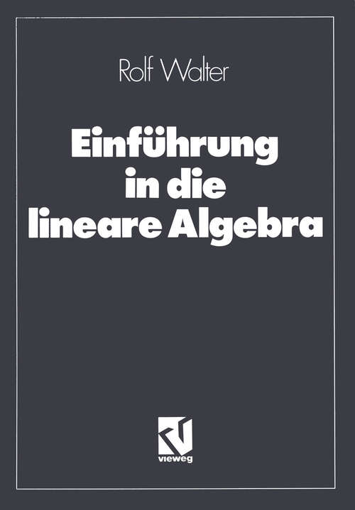 Book cover of Einführung in die lineare Algebra (3. Aufl. 1990)