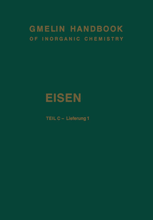 Book cover of Eisen (8. Aufl. 1937) (Gmelin Handbook of Inorganic and Organometallic Chemistry - 8th edition: F-e / C / 1)