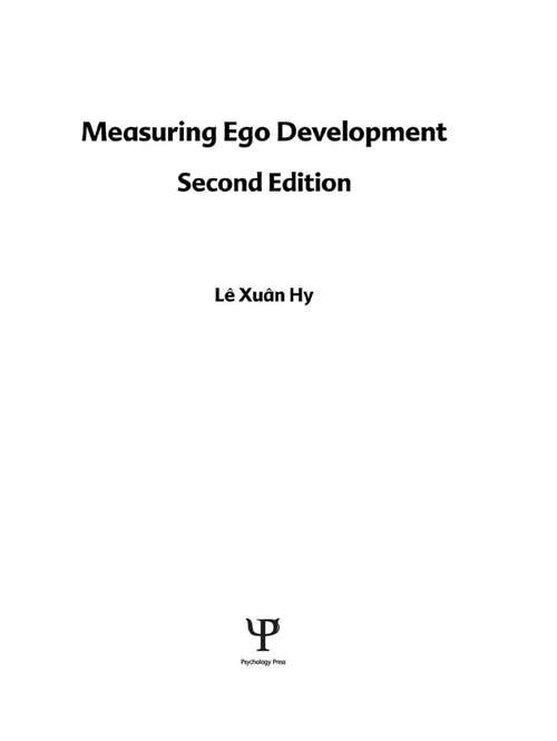 Book cover of Measuring Ego Development: The Washington University Sentence Completion Test (2)