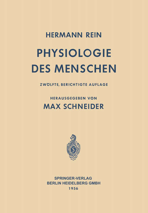Book cover of Einführung in die Physiologie des Menschen (12. Aufl. 1956)