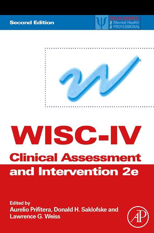 Book cover of WISC-IV Clinical Assessment and Intervention (2) (ISSN)