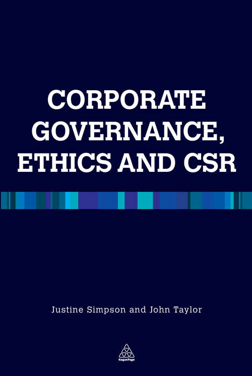 Book cover of Corporate Governance Ethics and CSR (Kogan Page Ser.)