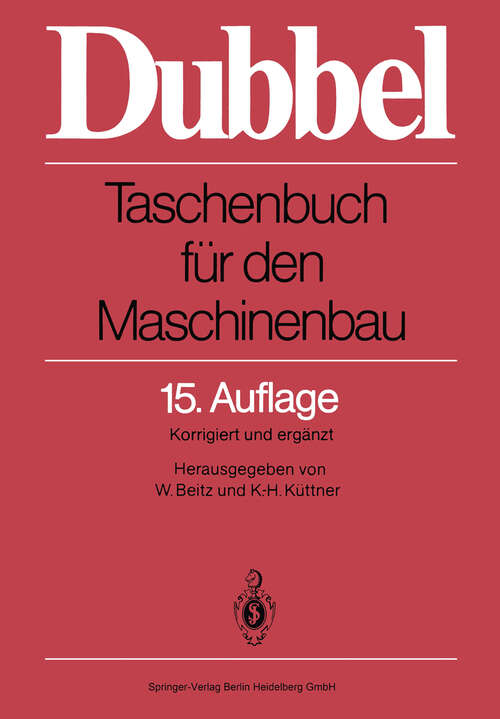 Book cover of Dubbel: Taschenbuch für den Maschinenbau (15. Aufl. 1983)