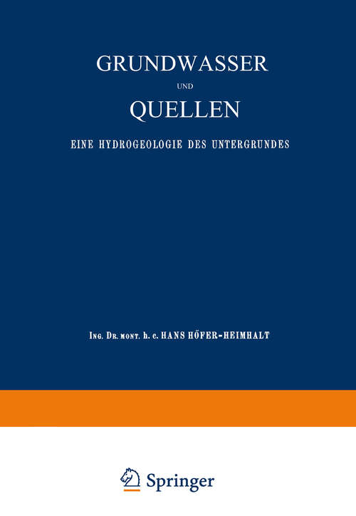 Book cover of Grundwasser und Quellen: Eine Hydrogeologie des Untergrundes (2. Aufl. 1920)