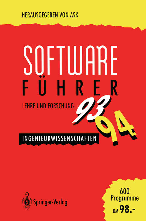 Book cover of Software-Führer ’93/’94 Lehre und Forschung: Ingenieurwissenschaften (1993)