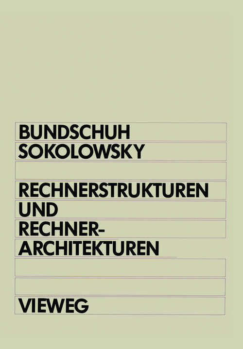 Book cover of Rechnerstrukturen und Rechnerarchitekturen (1988)