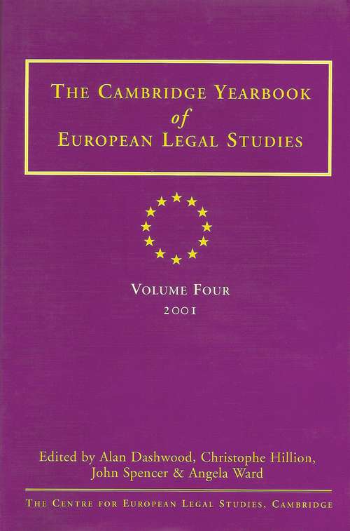 Book cover of Cambridge Yearbook of European Legal Studies  Vol 4, 2001 (Cambridge Yearbook of European Legal Studies)