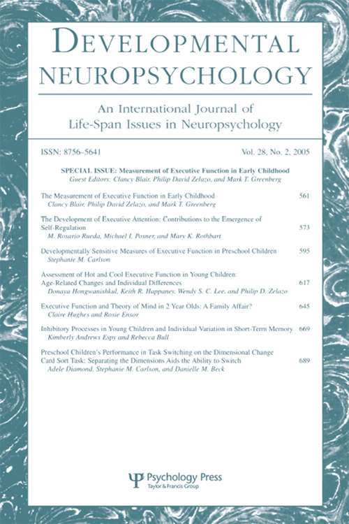 Book cover of Measurement of Executive Function in Early Childhood: A Special Issue of Developmental Neuropsychology (500 Tips)