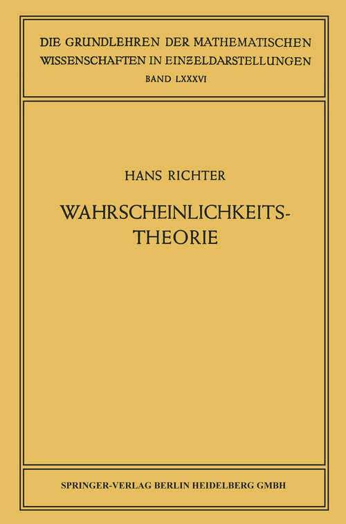 Book cover of Wahrscheinlichkeitstheorie (1956) (Grundlehren der mathematischen Wissenschaften #86)