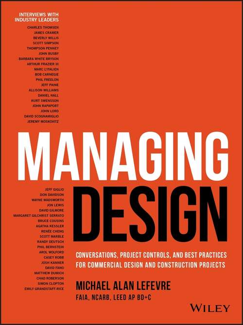 Book cover of Managing Design: Conversations, Project Controls, and Best Practices for Commercial Design and Construction Projects