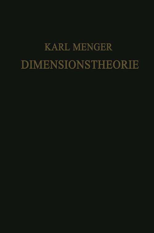 Book cover of Dimensionstheorie (1928)