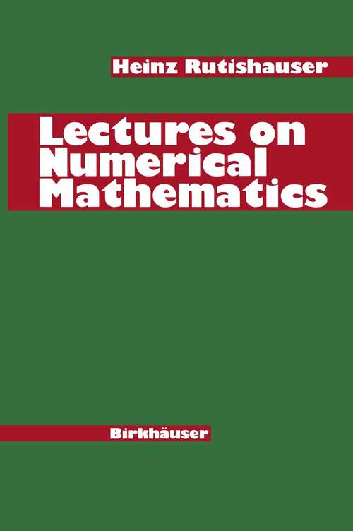 Book cover of Lectures on Numerical Mathematics (1990)