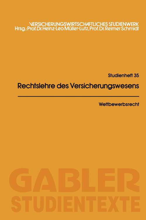 Book cover of Wettbewerbsrecht (3. Aufl. 1992) (Gabler-Studientexte #35)