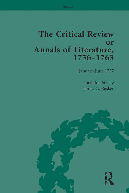 Book cover of The Critical Review or Annals of Literature, 1756-1763 Vol 3