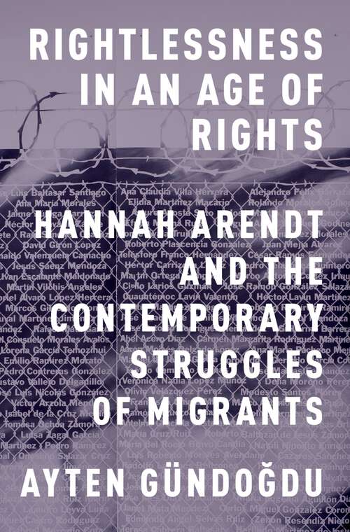Book cover of Rightlessness in an Age of Rights: Hannah Arendt and the Contemporary Struggles of Migrants