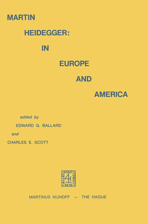 Book cover of Martin Heidegger: In Europe and America (1973)