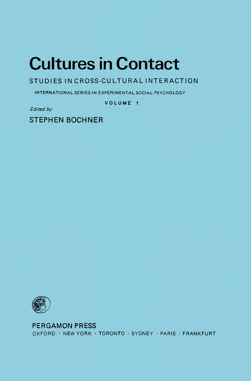 Book cover of Cultures in Contact: Studies in Cross-Cultural Interaction