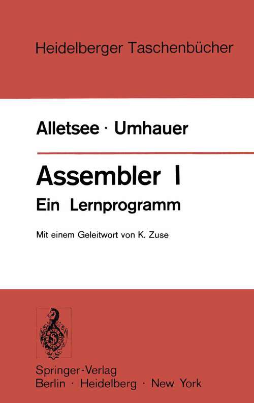 Book cover of Assembler I: Ein Lernprogramm (1974) (Heidelberger Taschenbücher #140)