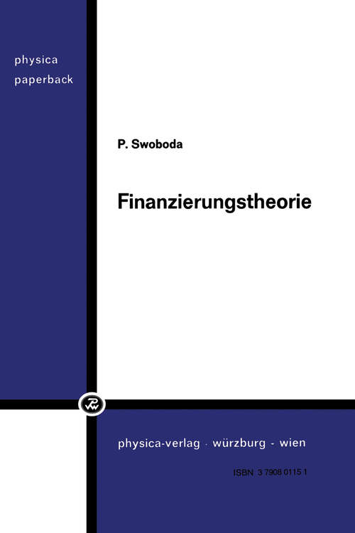 Book cover of Finanzierungstheorie (1973)