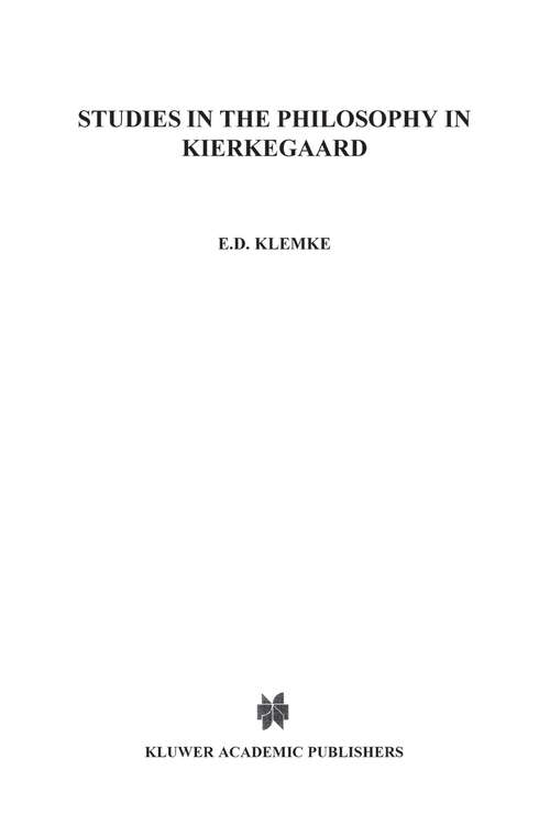 Book cover of Studies in the Philosophy of Kierkegaard (1976)