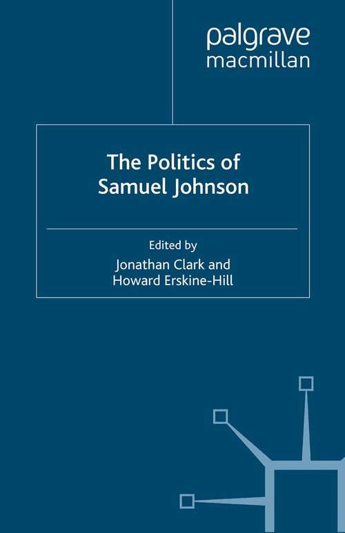 Book cover of The Politics of Samuel Johnson (2012) (Studies in Modern History)