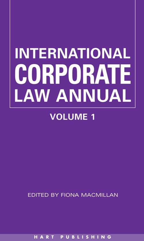 Book cover of International Corporate Law - Volume 1